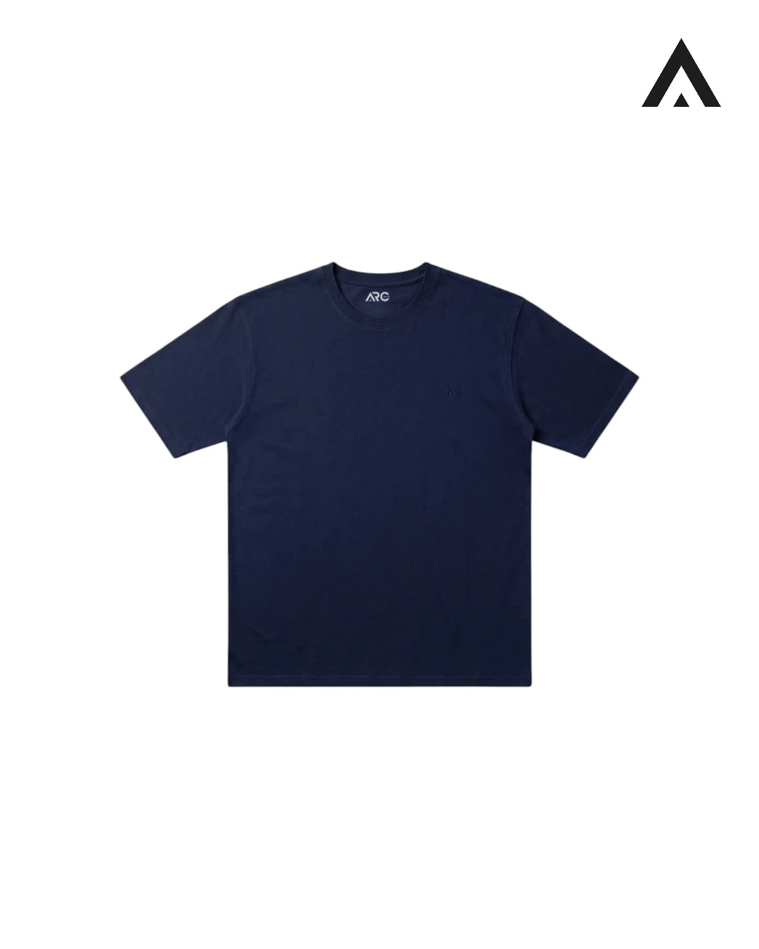 Navy blue t-shirt on a white background